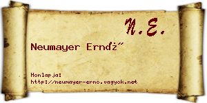 Neumayer Ernő névjegykártya